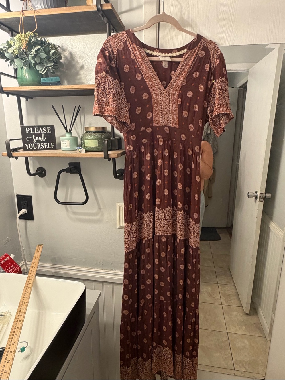 Knox Rose Brown Printed Boho Maxi Dress